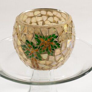 Palm Tree Mosaic Stained-Glass Tealight/Votive/Candle Holder